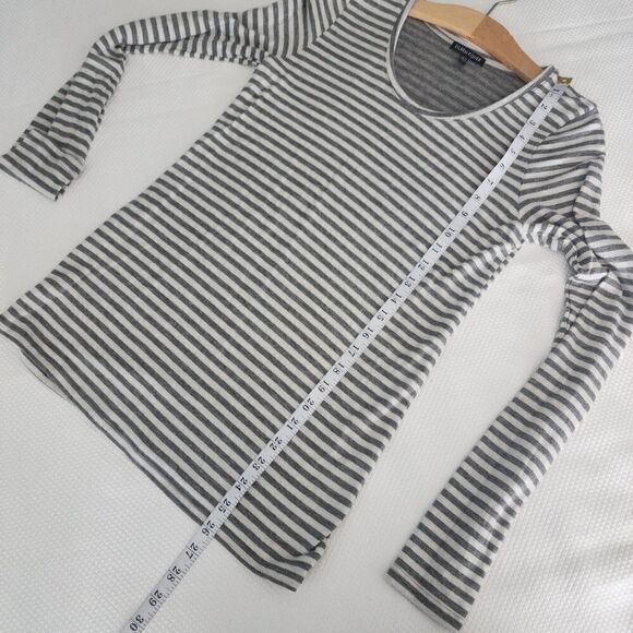 Eileen Fisher micromodal and cashmere blend long sleeve stripe layer blouse - Picture 9 of 11